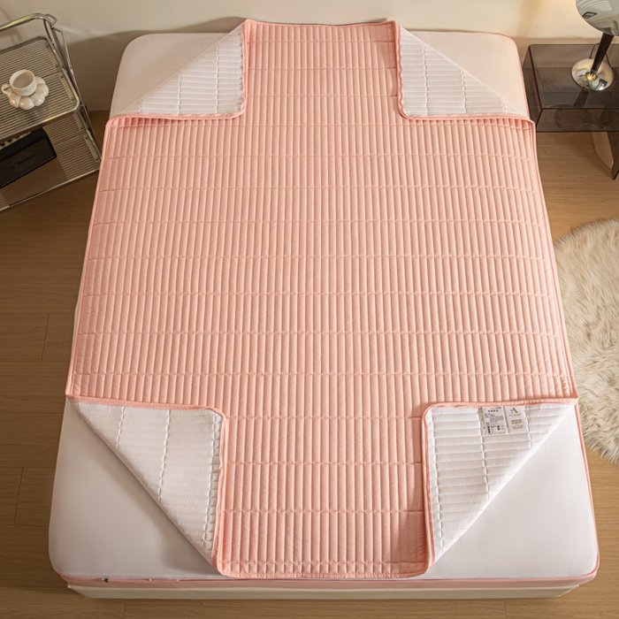 91家纺网 家纺一手货源 找家纺 雪云美 六面全包夹棉床笠拉链款A类原棉床垫套子床罩 格韵-豆沙