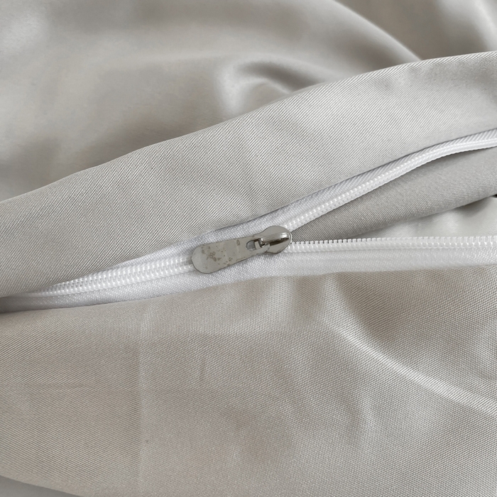 91家纺网 家纺一手货源 找家纺 乐沐家纺 2024新款夏季水洗冰丝四件套水洗真丝纯色双拼单被套-风格二 月光灰