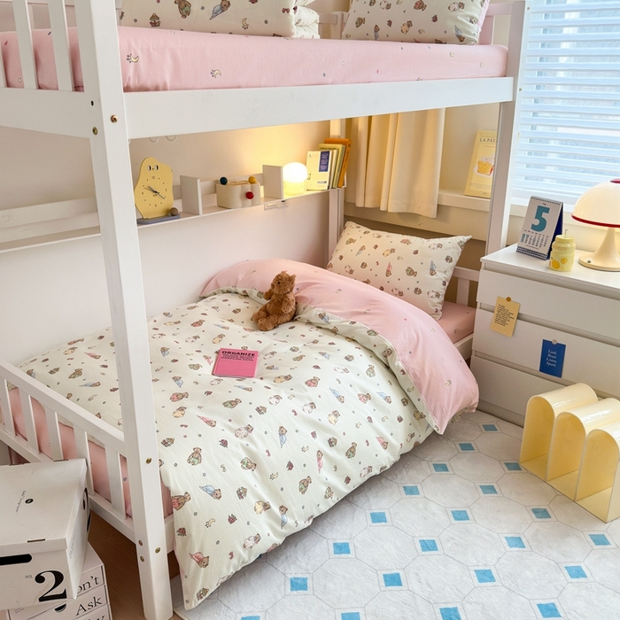 91家纺网 家纺一手货源 找家纺 曼之夏 2024新款全棉印花学生三件套 睡衣泰迪