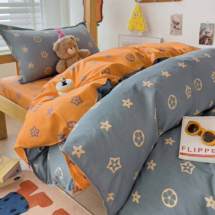 91家纺网 家纺一手货源 找家纺 楠沐家纺 2025新款亲肤芦荟棉印花学生宿舍上下铺四件套三件套 凯瑞拉