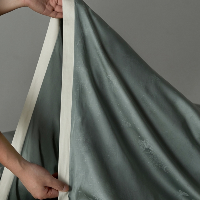 91家纺网 家纺一手货源 找家纺 安莱生活 2024新款60S天丝棉提花四件套-铂金摩卡 星辰-梦华绿