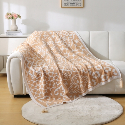 91家纺网 家纺一手货源 找家纺 （总）坦客毯业 2025新款半边绒针织毯尚河图（外贸跨境电商）