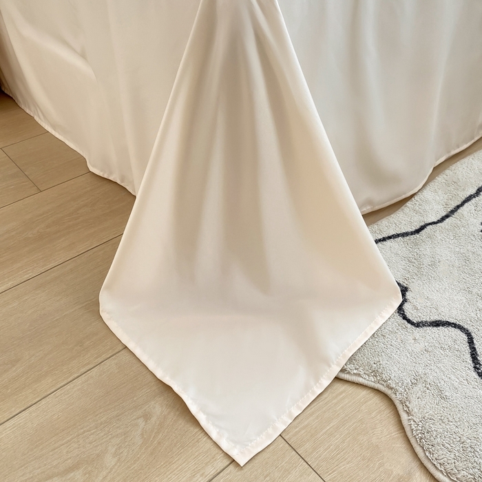 91家纺网 家纺一手货源 找家纺 乐沐家纺 2024新款夏季水洗冰丝四件套水洗真丝纯色双拼单被套-风格二 奶昔白+西柚粉