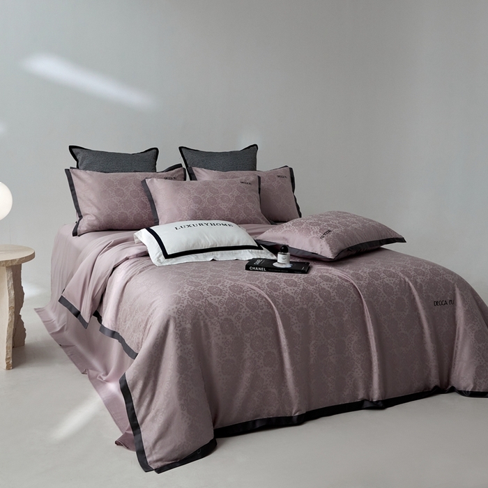 91家纺网 家纺一手货源 找家纺 （总）安莱生活 2024新款60S天丝棉提花四件套-铂金摩卡