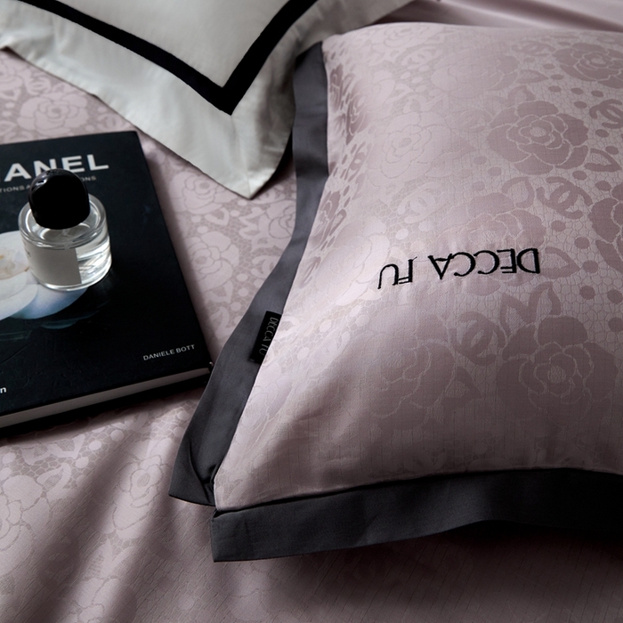 91家纺网 家纺一手货源 找家纺 安莱生活 2024新款60S天丝棉提花四件套-铂金摩卡 莉莉安-薄汗紫