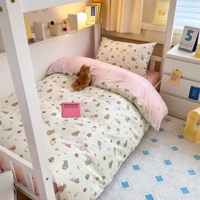 91家纺网 家纺一手货源 找家纺 曼之夏 2024新款全棉印花学生三件套 睡衣泰迪