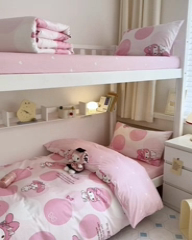 91家纺网 家纺一手货源 找家纺 曼之夏 2024新款全棉三丽鸥学生三件套 圈圈美乐蒂