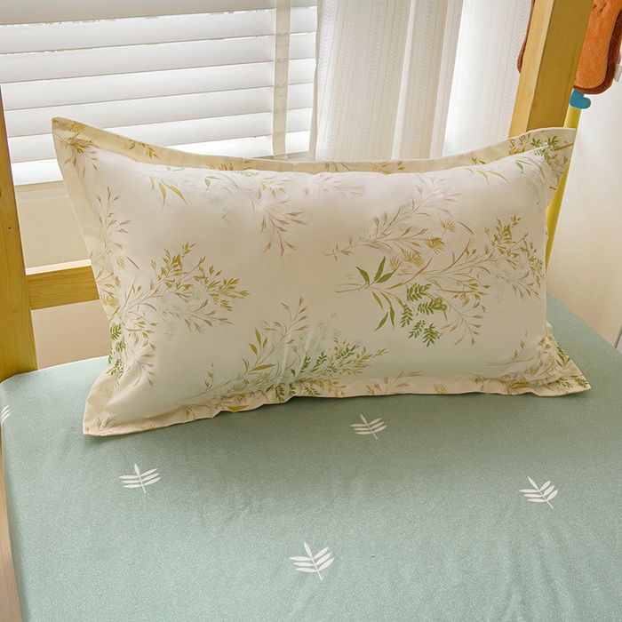 91家纺网 家纺一手货源 找家纺 楠沐家纺 2025新款亲肤芦荟棉印花学生宿舍上下铺四件套三件套 仙草