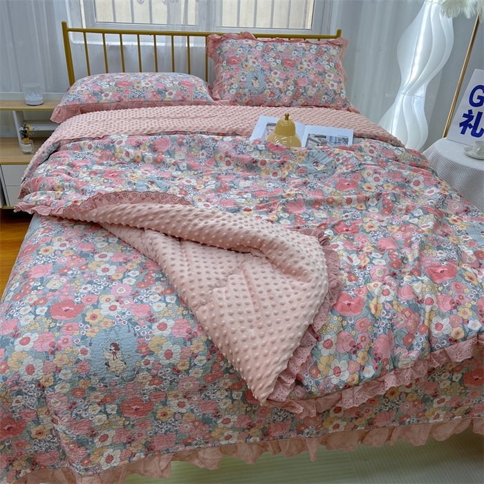 91家纺网 家纺一手货源 找家纺 暖居 2024新款豆豆被四件套 安娜公主