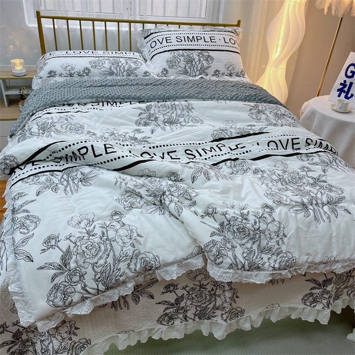 91家纺网 家纺一手货源 找家纺 暖居 2024新款豆豆被四件套 晨暮间