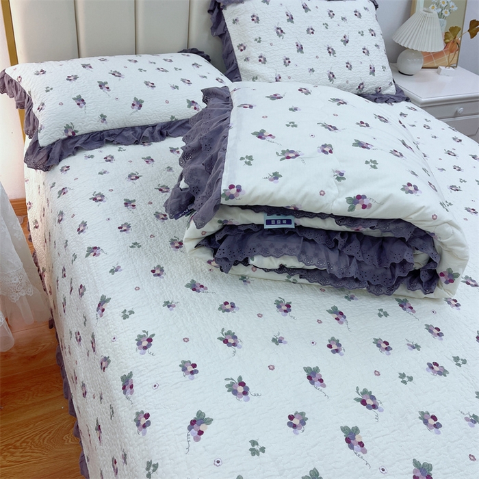 91家纺网 家纺一手货源 找家纺 暖居 2024新款豆豆被四件套 葡萄紫色