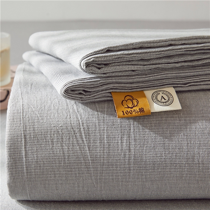 91家纺网 家纺一手货源 找家纺 喜居 2024新款全棉色织水洗棉床笠 千鸟灰