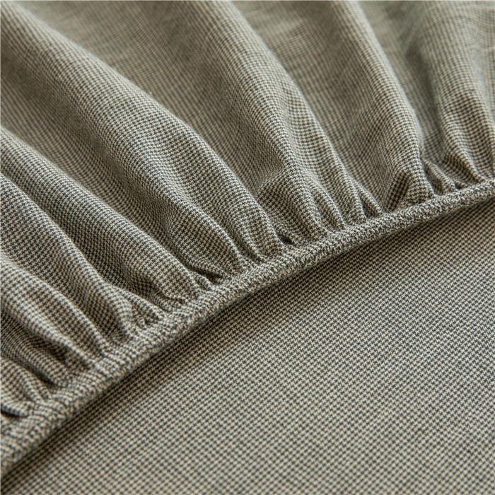 91家纺网 家纺一手货源 找家纺 喜居 2024新款全棉色织水洗棉床笠 千鸟绿