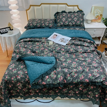 91家纺网 家纺一手货源 找家纺 暖居 2024新款豆豆被四件套 虞美人