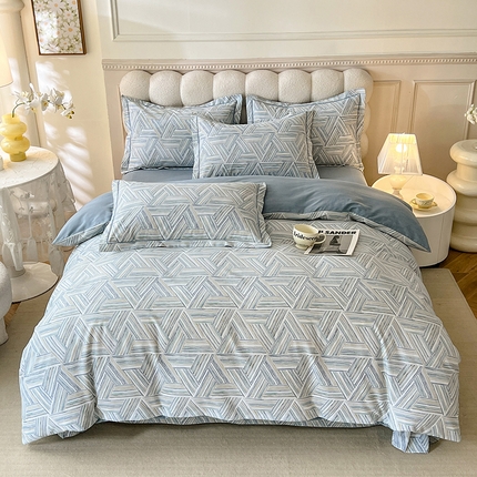 91家纺网 家纺一手货源 找家纺 （总）幸嘉轩 2025新款全棉喷气加厚磨毛印花小清新四件套