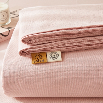 91家纺网 家纺一手货源 找家纺 喜居 2024新款全棉色织水洗棉床笠 千鸟粉