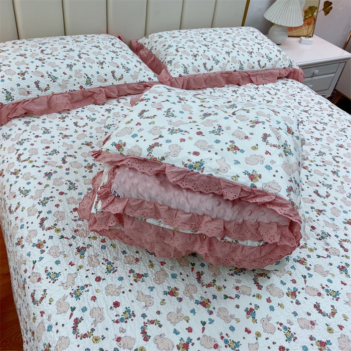 91家纺网 家纺一手货源 找家纺 暖居 2024新款豆豆被四件套 粉小兔