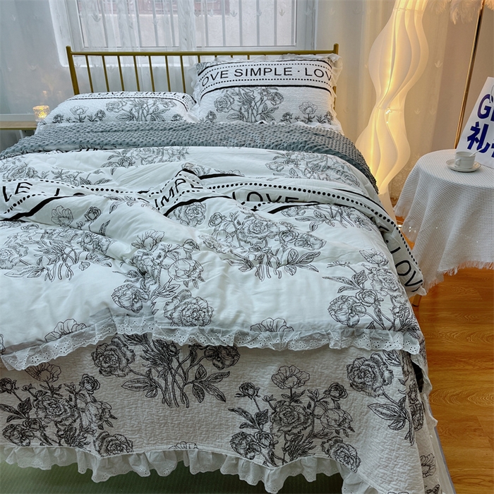 91家纺网 家纺一手货源 找家纺 暖居 2024新款豆豆被四件套 晨暮间