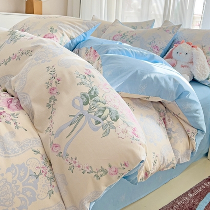 91家纺网 家纺一手货源 找家纺 （总）优选 2025直播爆款全棉12868印花四件套纯棉学生三件套床笠