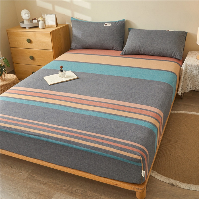 91家纺网 家纺一手货源 找家纺 喜居 2024新款全棉色织水洗棉床笠 斯诺克