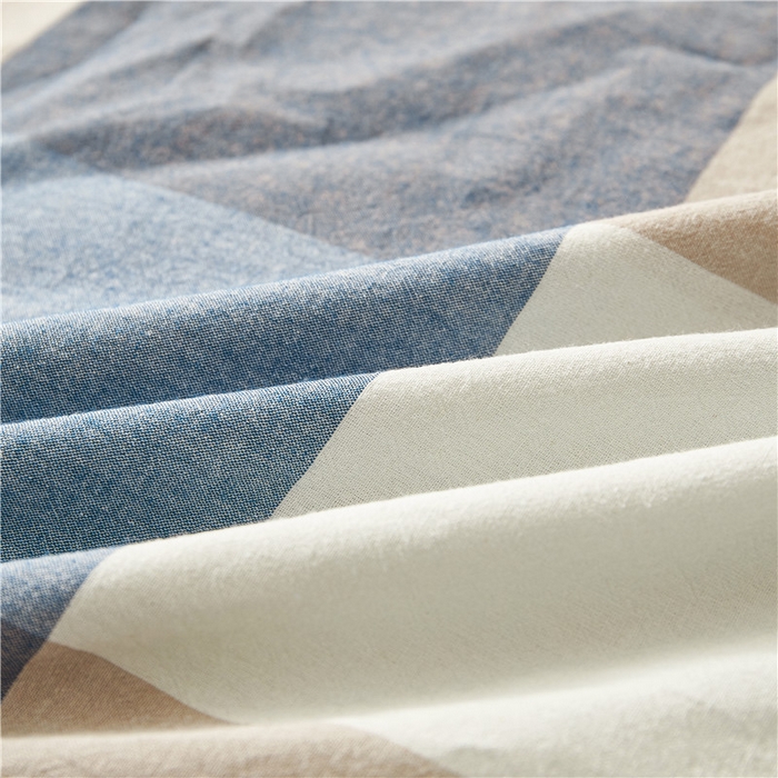 91家纺网 家纺一手货源 找家纺 喜居 2024新款全棉色织水洗棉床笠 蓝咖格