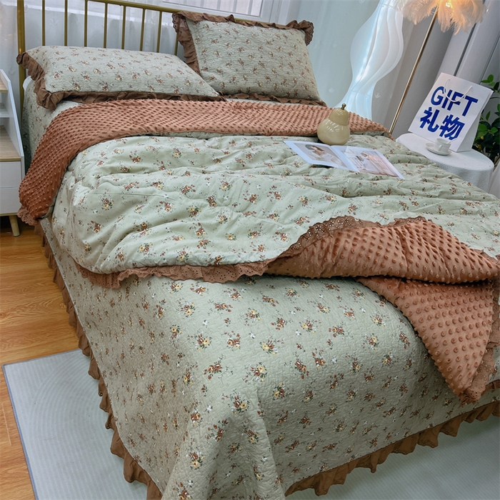 91家纺网 家纺一手货源 找家纺 暖居 2024新款豆豆被四件套 摩登浅咖