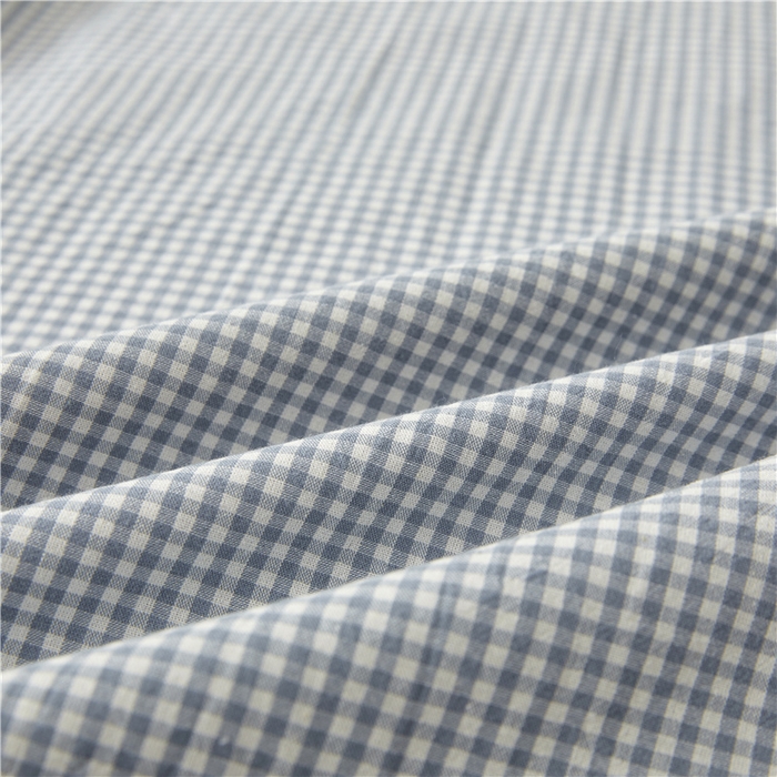 91家纺网 家纺一手货源 找家纺 喜居 2024新款全棉色织水洗棉床笠 蓝蓝格