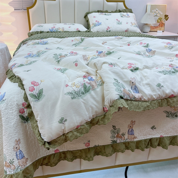 91家纺网 家纺一手货源 找家纺 暖居 2024新款豆豆被四件套 幸运兔