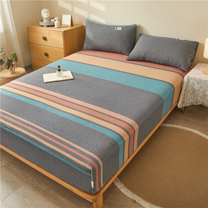 91家纺网 家纺一手货源 找家纺 喜居 2024新款全棉色织水洗棉床笠 斯诺克