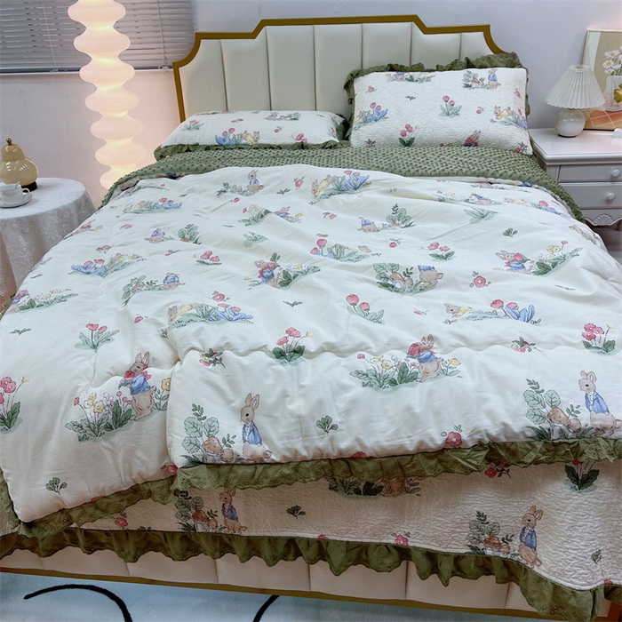 91家纺网 家纺一手货源 找家纺 暖居 2024新款豆豆被四件套 幸运兔