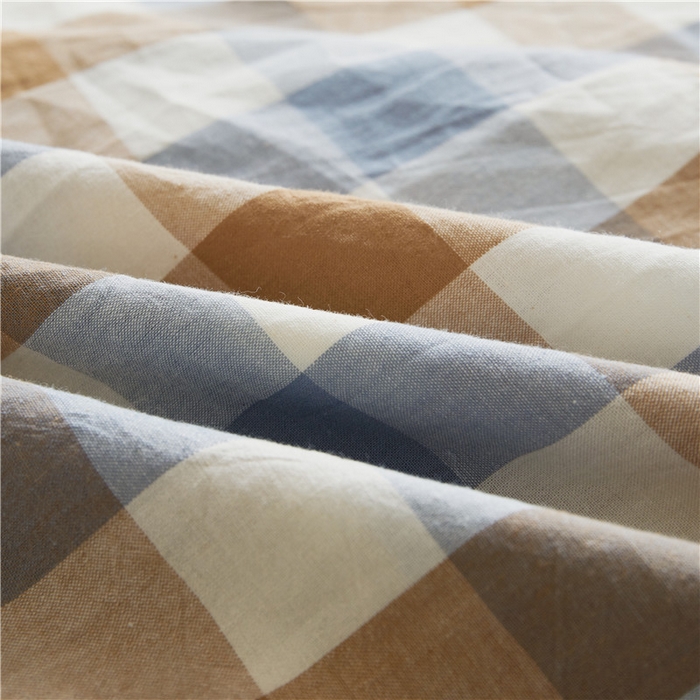 91家纺网 家纺一手货源 找家纺 喜居 2024新款全棉色织水洗棉床笠 蓝芋格