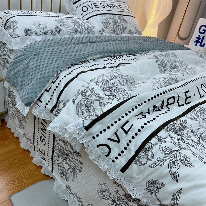 91家纺网 家纺一手货源 找家纺 暖居 2024新款豆豆被四件套 晨暮间