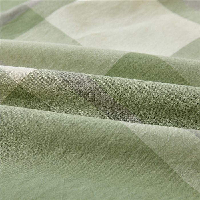 91家纺网 家纺一手货源 找家纺 喜居 2024新款全棉色织水洗棉床笠 莉亚绿