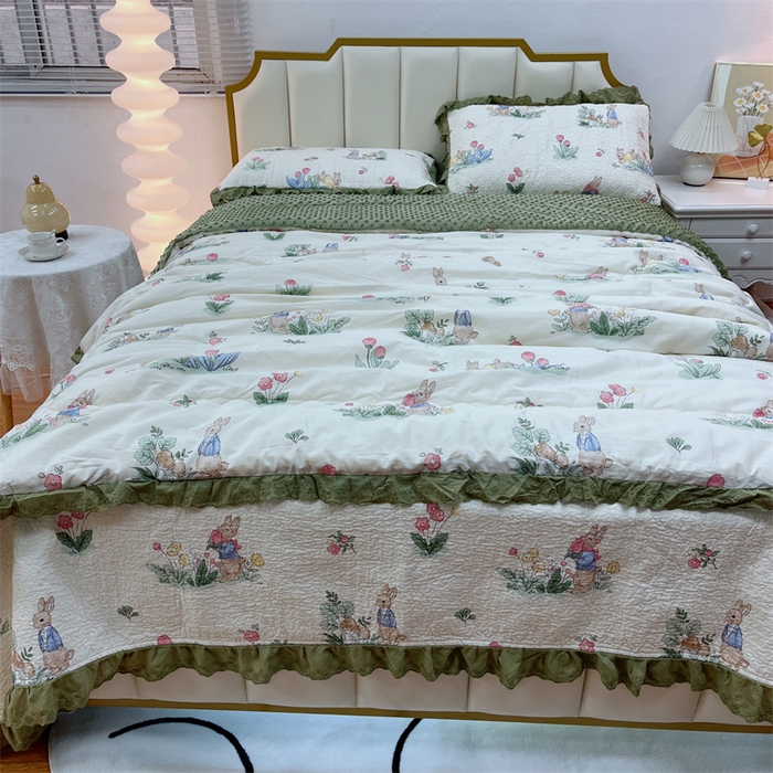 91家纺网 家纺一手货源 找家纺 暖居 2024新款豆豆被四件套 幸运兔