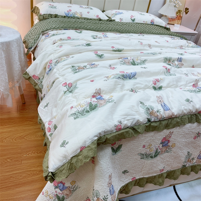 91家纺网 家纺一手货源 找家纺 暖居 2024新款豆豆被四件套 幸运兔