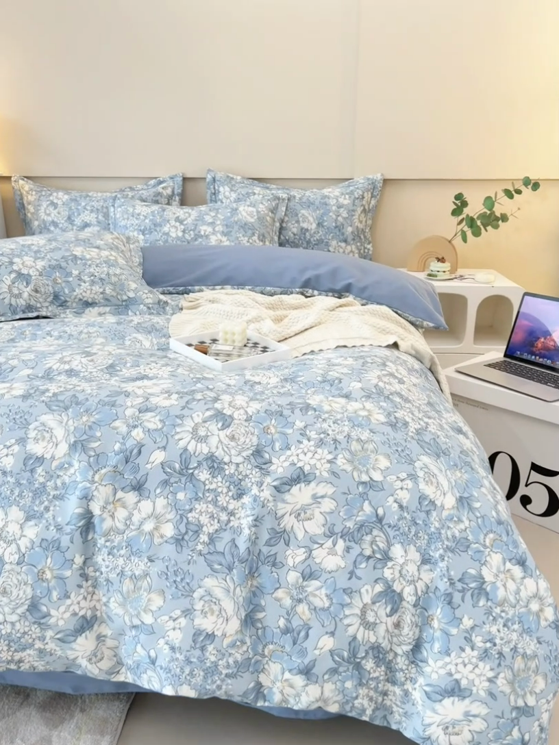 91家纺网 家纺一手货源 找家纺 大吉 2025新款加厚活性喷气磨毛棉四件套被套床单床笠学生单人三件套 幽梦