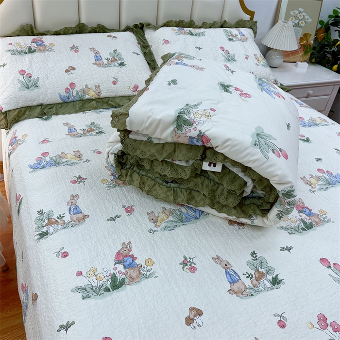 91家纺网 家纺一手货源 找家纺 暖居 2024新款豆豆被四件套 幸运兔