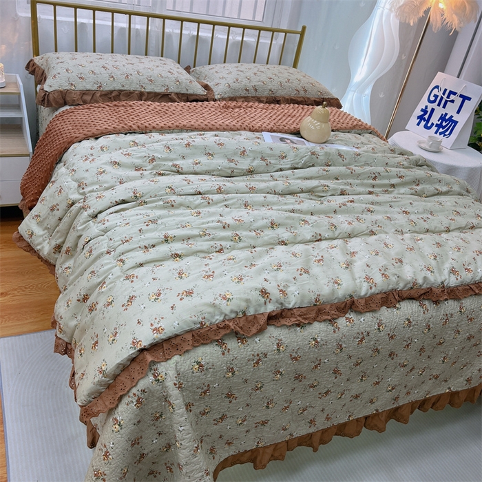 91家纺网 家纺一手货源 找家纺 暖居 2024新款豆豆被四件套 摩登浅咖