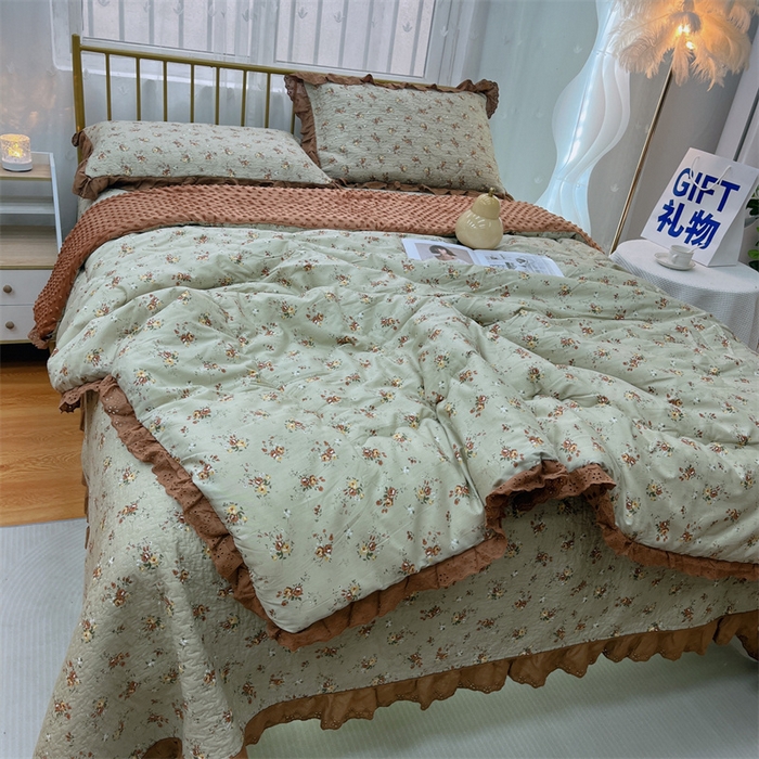 91家纺网 家纺一手货源 找家纺 暖居 2024新款豆豆被四件套 摩登浅咖