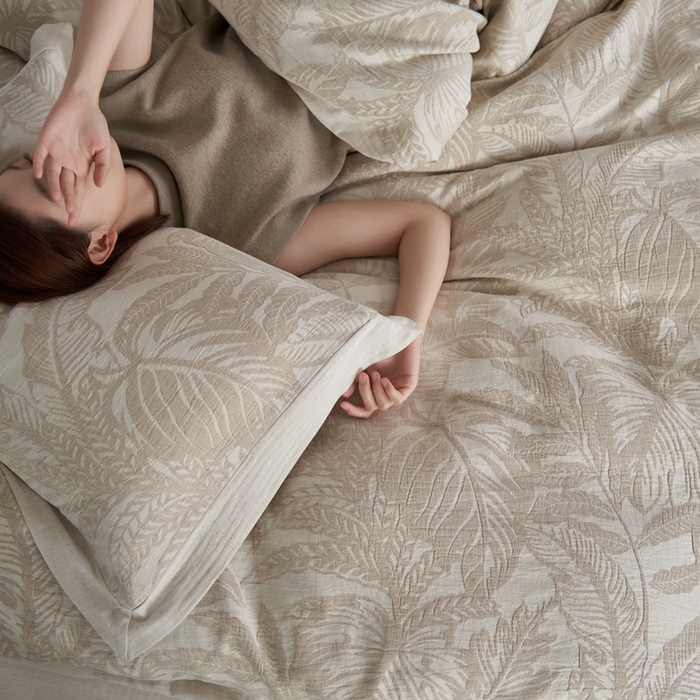 91家纺网 家纺一手货源 找家纺 安莱生活 2024爆款棉麻麻纱工艺款大提花四件套 楼岚