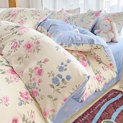 91家纺网 家纺一手货源 找家纺 （总）优选 2025直播爆款全棉12868印花四件套纯棉学生三件套床笠