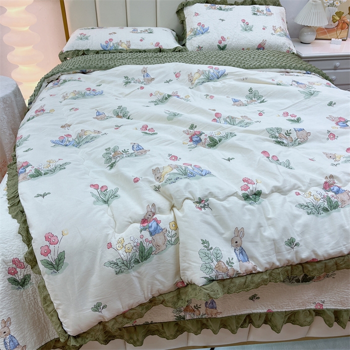 91家纺网 家纺一手货源 找家纺 暖居 2024新款豆豆被四件套 幸运兔