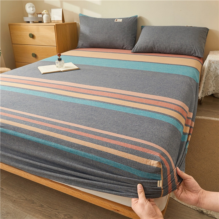 91家纺网 家纺一手货源 找家纺 喜居 2024新款全棉色织水洗棉床笠 斯诺克