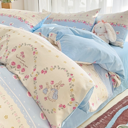 91家纺网 家纺一手货源 找家纺 （总）优选 2025直播爆款全棉12868印花四件套纯棉学生三件套床笠