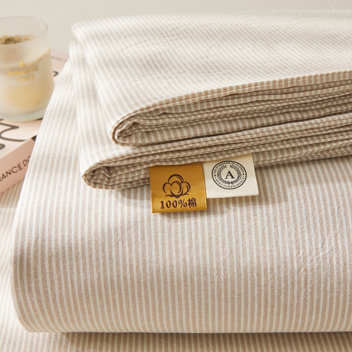 91家纺网 家纺一手货源 找家纺 喜居 2024新款全棉色织水洗棉床笠 光年米