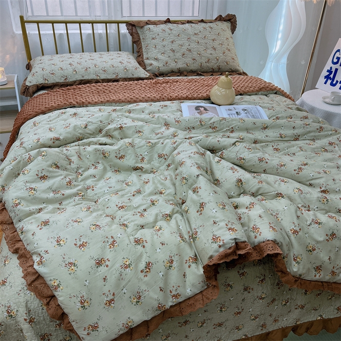 91家纺网 家纺一手货源 找家纺 暖居 2024新款豆豆被四件套 摩登浅咖