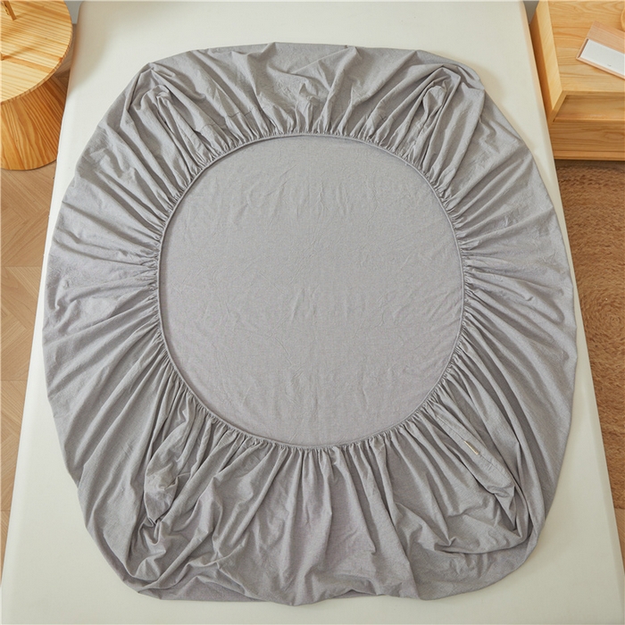 91家纺网 家纺一手货源 找家纺 喜居 2024新款全棉色织水洗棉床笠 千鸟灰