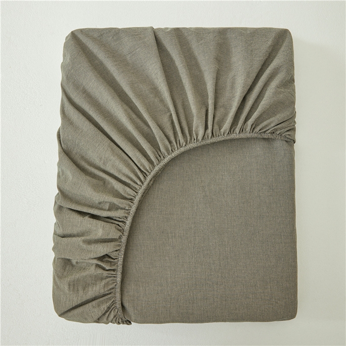 91家纺网 家纺一手货源 找家纺 喜居 2024新款全棉色织水洗棉床笠 千鸟绿