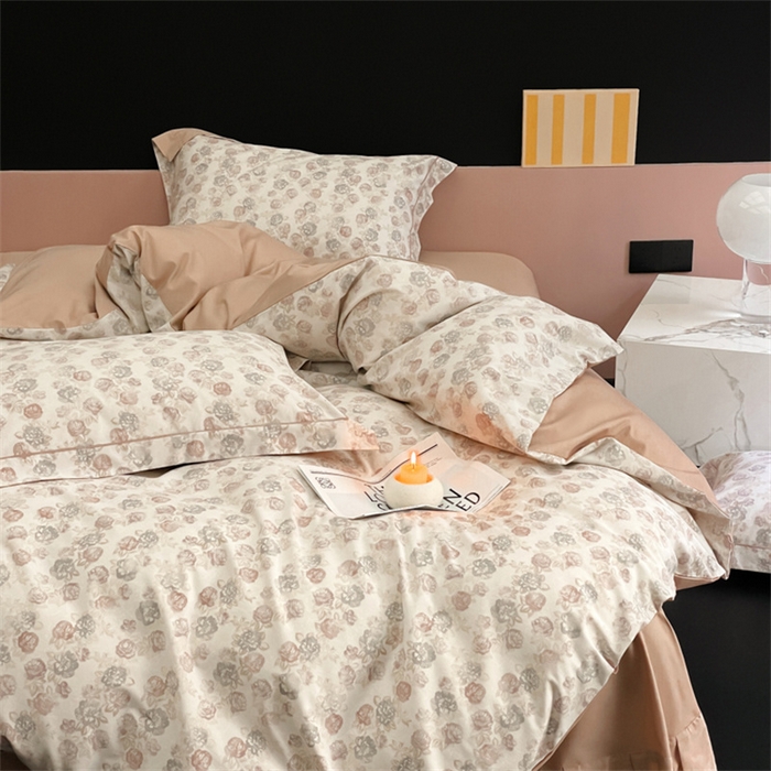 91家纺网 家纺一手货源 找家纺 由丽家纺 2025新款柔棉印花四件套系列 飘纱-紫