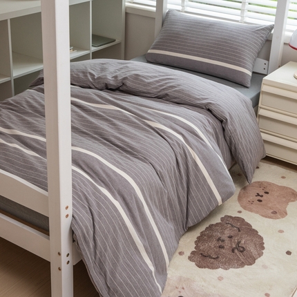 91家纺网 家纺一手货源 找家纺 （总）柠萌家居 2025新款无印良品风A类色织水洗棉全棉学生宿舍三件套床垫套三件套